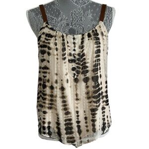 Twelfth Street‎ by Cynthia Vincent Brown & Cream Silk Camisole w/ leather straps